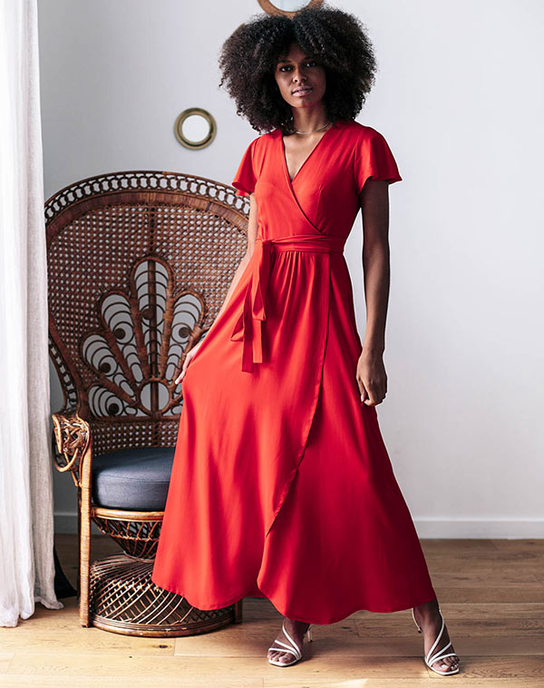 Zermonie rouge robe portefeuille Aatise